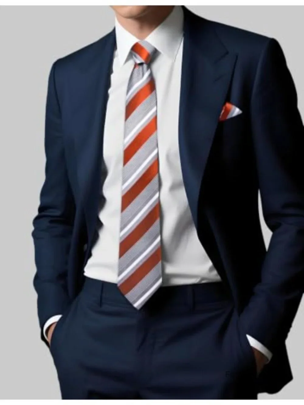 Silk Blend Striped Tie and Pocket Square Set for Men Formal Wedding Gift
